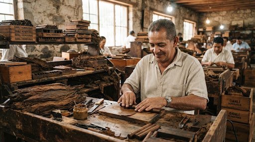Authentic torcedor hand-selecting premium cigars in Danlí Honduras for Puros Select